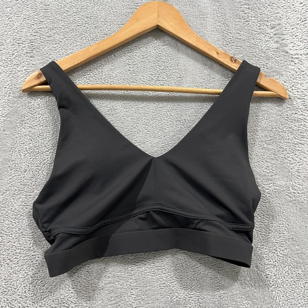 Fabletics Sports Bra Womens Small V-Neck Adjustable Straps Gray Workout Gym Run